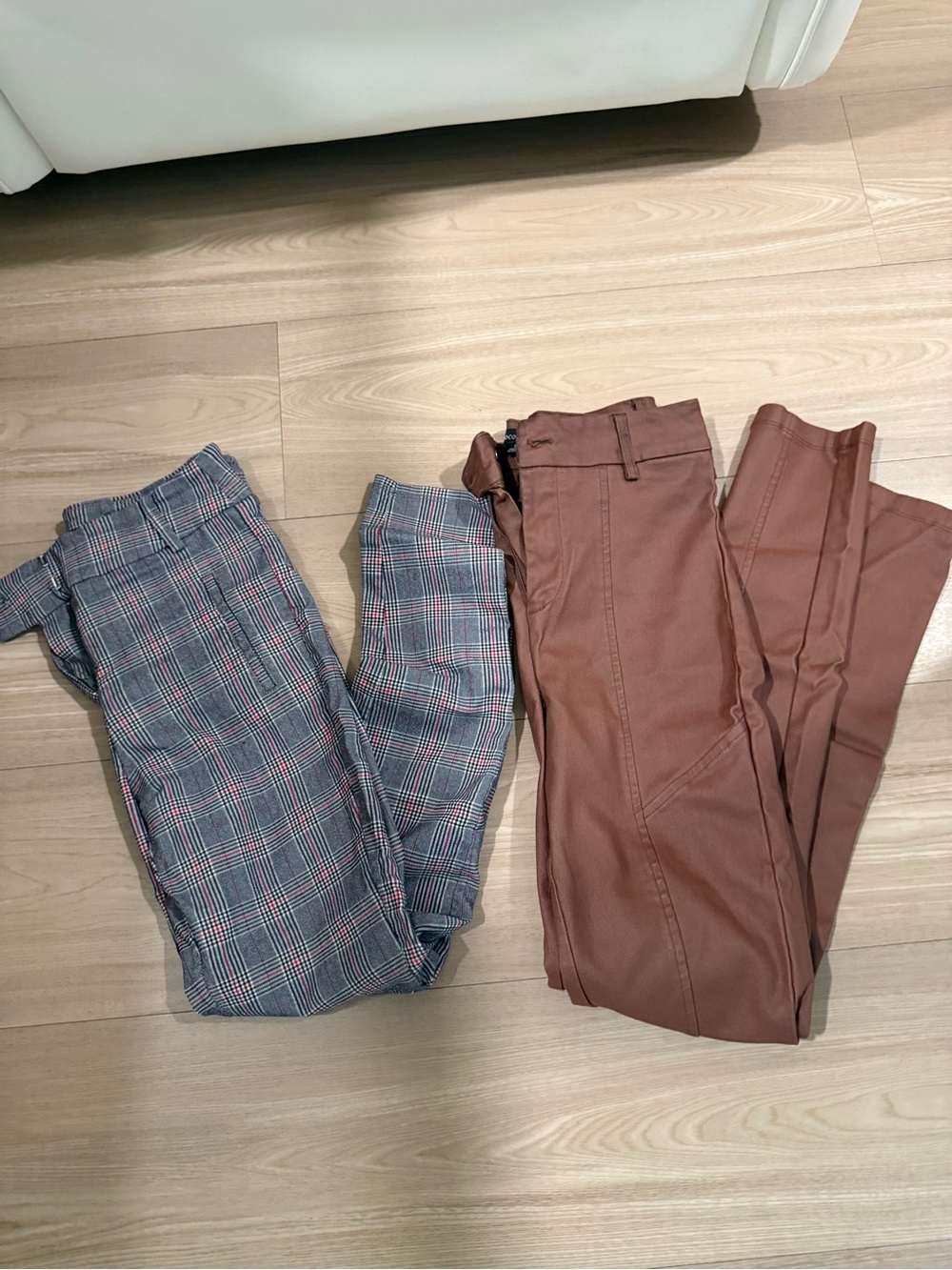 Chocolate Skinny Pants in Brown and Plaid
